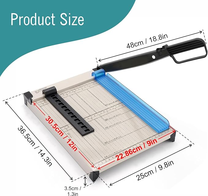 EXTRIC Paper Cutter Heavy Duty 12” Guillotine Papers Trimmer Safety Guard - Image 2