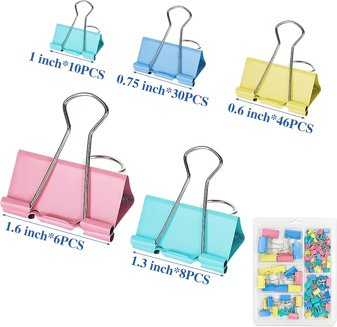 OWLKELA 100 Pcs Colored Binder Clips, Paper Clamps, Paper Binder Clip, Metal - Image 2