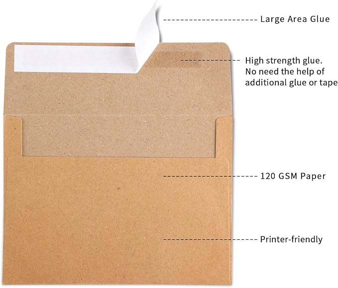 Granhoolm 50 pack 4x6 Envelopes, A6 Invitation Envelopes 6.5 x 4.75 - Image 4