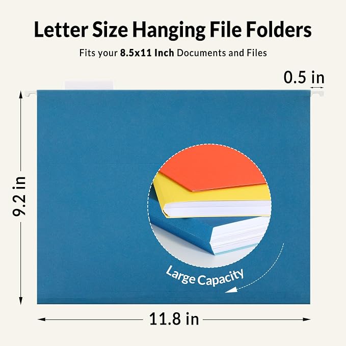 SUNEE Hanging File Folders, 50 Pack Letter Size Hanging File Folders - Image 5