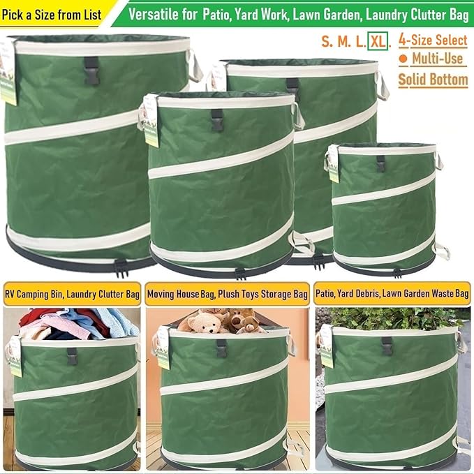 46-Gallon Collapsible Trash Can (22x28 in) Hard-Shell Bottom Yard Garden Bag for Yard Waste,Debris Container,Pop-Up Recycling Bin,Camping Waste Bag,Laundry Hamper,Lawn Grass,Leaf Bag,Sods,Weeds Barrel-DeskLoop Office