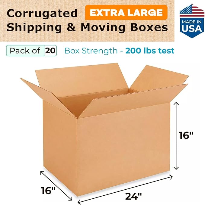 Extra Large Shipping & Moving Boxes 24"L x 16"W x 16"H - Image 2