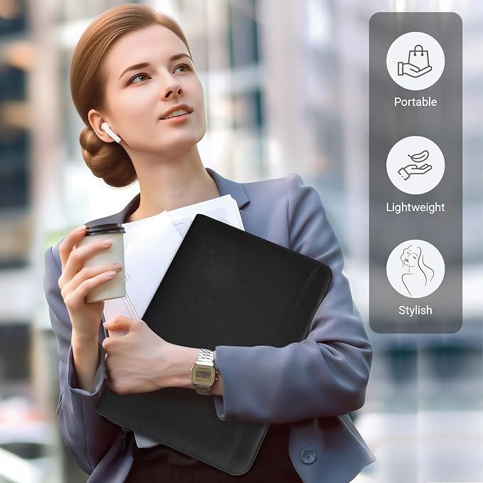 Faux Leather Zippered Padfolio - Image 9