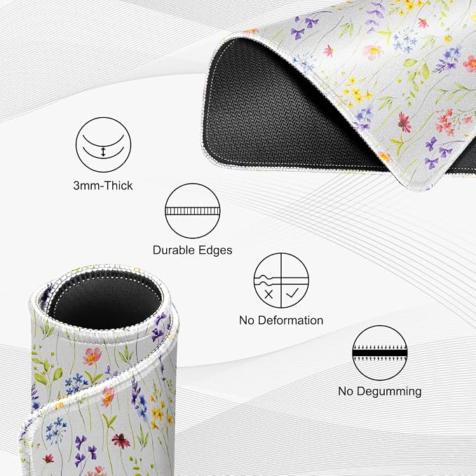 JIKIOU 3 Pack Mouse Pad with Stitched Edge, Portable Size-10.2x8.3in Flowers | - Image 3