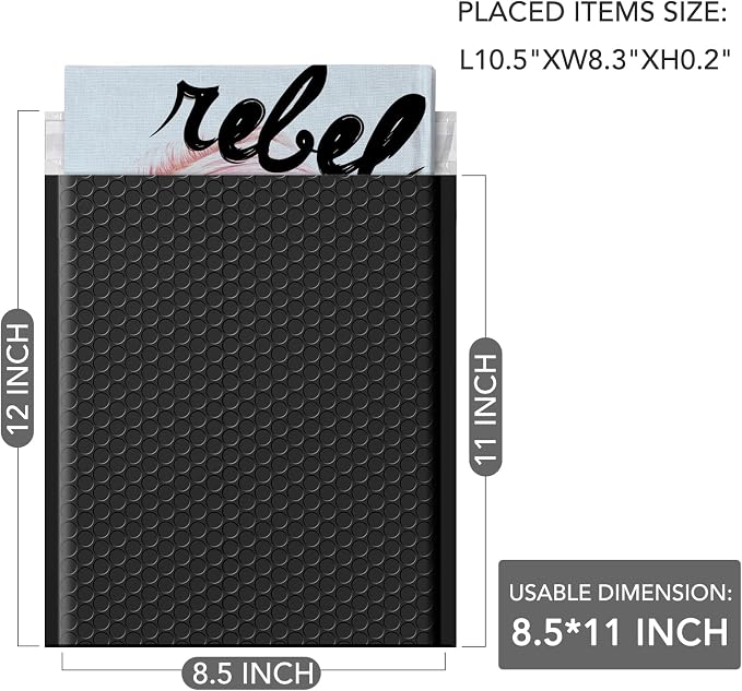 GSSUSA Black Bubble Mailers 8.5X12 Inches 500 Pack, Padded Poly Bubble Mailer - Image 2
