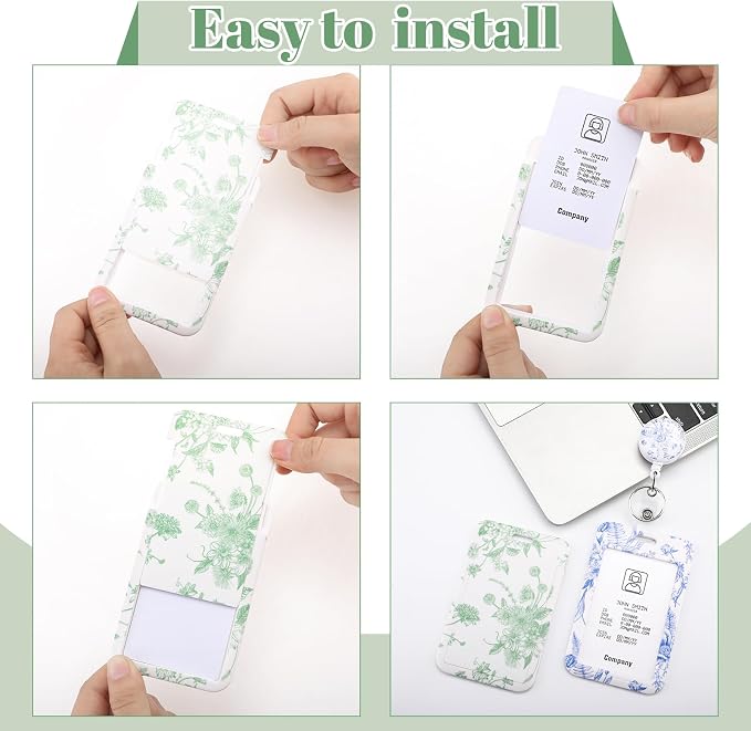 3 Set Floral Badge Holder Retractable Reel ID Badge Holders - Image 4