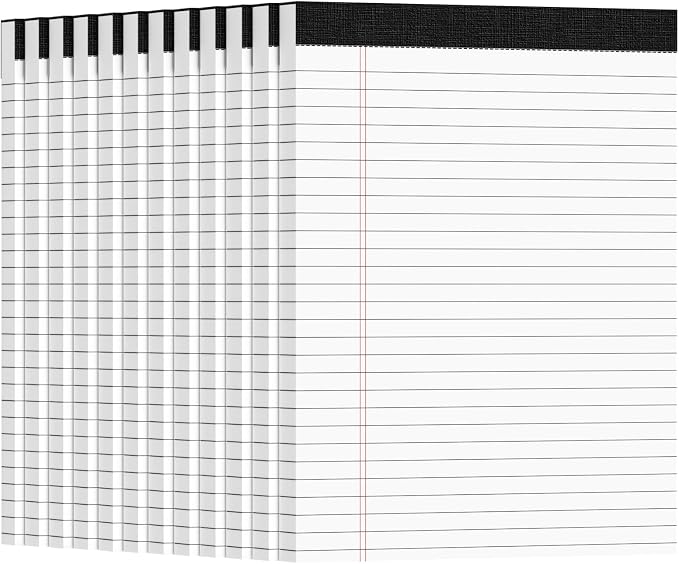 12pcs Legal Pads 8.5 x 11, 50 Sheets/Pack, Notepads 8.5 x 11 Inch, Memo Pads by Ciphyfee