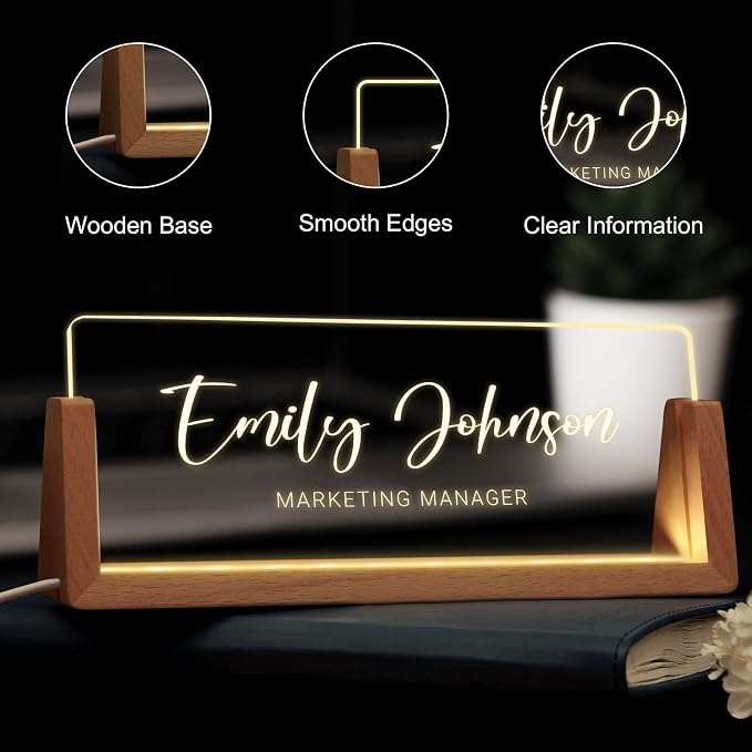 Custom Name Plate for Desk, Personalized Light Up Acrylic Desk Name Plate - Image 4