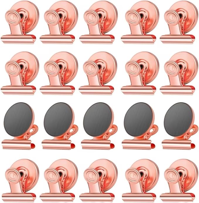 Strong Magnetic Clips, 20 Pack, 1.2 Inch, 30 mm, Rose Gold, Refrigerator Magnet by Makanu