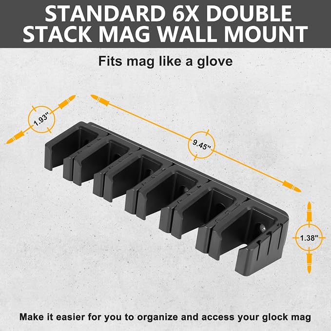 Adoreal Magnetic ABS 6 Standard Double Stack Mag Rack Wall Mount, Wall Magazine - Image 6