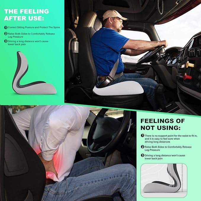 Buttocks Cushion for Office Chair Memory Foam Seat Pad for Butt Support Tailbone Relief Ergonomic Chair Cushion for Home Car Travel or Work (Double Gray)-DeskLoop Office