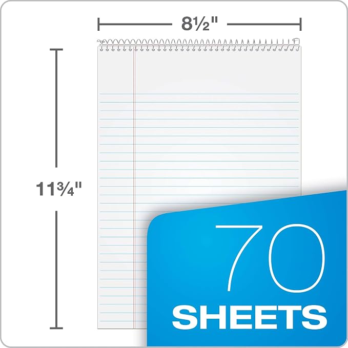 Tops Docket Wire-Bound Writing Pad, 8-1/2" x 11-3/4", Extra-Strong Back - Image 2