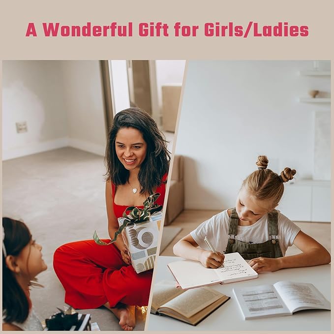 Sunflower Journal for Girls Women Journals for Writing 100GSM College Ruled A5 Leather Notebook for Girls Ages 8-12 Flower Diary with Heart-shaped Shadow, 5.7" x 8.3", Pink-DeskLoop Office