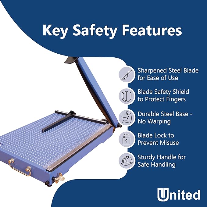 United Office Products T15 Commercial Guillotine Paper Trimmer, Sturdy Metal Base, 15" Cut Length, 15 Sheet Capacity, Paper Cutter for Offices, Schools and Crafts-DeskLoop Office