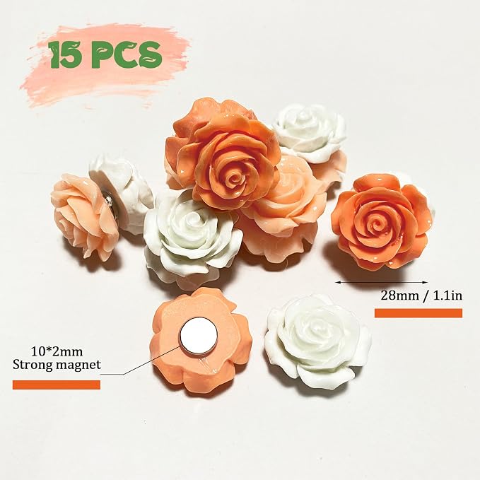 15 pcs - Cute Flower Magnets, Girl's Locker Magnets - Image 3