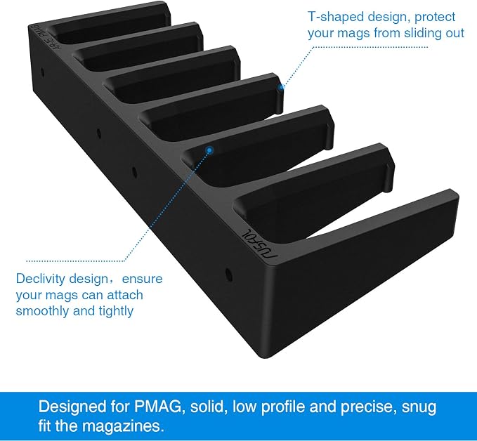 Solid ABS 6X Standard PMAG Wall Mount, Mag Holder, Home Magazine Storage Rack - Image 3