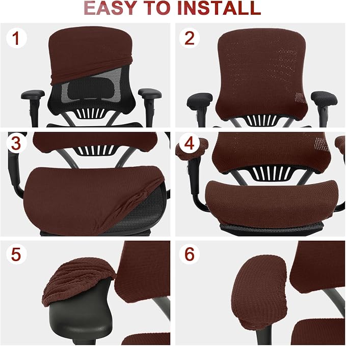Tallew 4 Pcs Office Chair Covers Set Computer Universal Protective Stretchable - Image 4