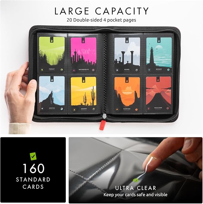 Vault X 4 Pocket Zip Binder, 160 Cards, Exo-Tec Material, 20 Side-Loading Pages - Image 4