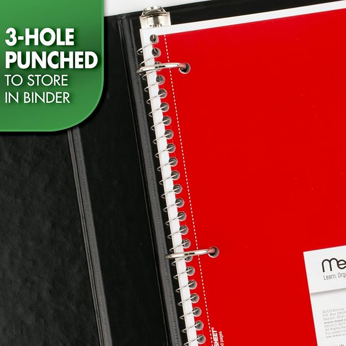 Mead Spiral Notebook, 1 Subject, Graph Ruled Paper, 7-1/2" x 10-1/2", 100 Sheets - Image 7