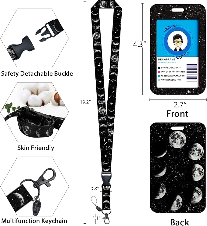 Moon Planet Teacher Lanyards for Id Badges and Keys, Retractable ID Badge Holder - Image 4