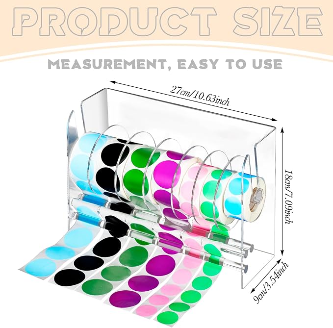 Qilery Adjustable Label Dispenser Acrylic Roll Sticker Dispenser Sticker Holder - Image 2