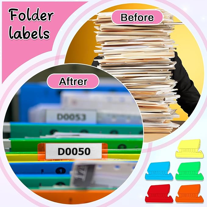 File Folder Tabs, Selizo 100 Sets Hanging File Folder Labels 2" Tabs and Inserts - Image 4