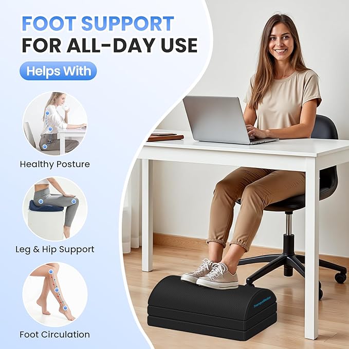 TranquilRelax Foot Rest for Under Desk at Work, Gaming Accessories Foot Stool - Image 4