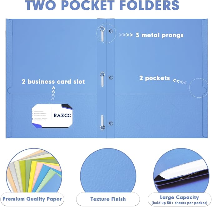 Two Pocket Folders, RAZCC 50 Pack Two Pocket Folders - Image 3