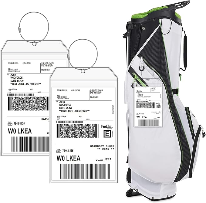 Fowecelt 2 Pack Extra Large Golf Luggage Tag 9" x 6" Travel Luggage Bag Plastic by Fowecelt