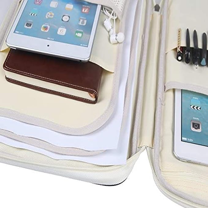 JAKAGO A4 Travel Portfolio Multifunctional Document Organizer Zippered Case - Image 9