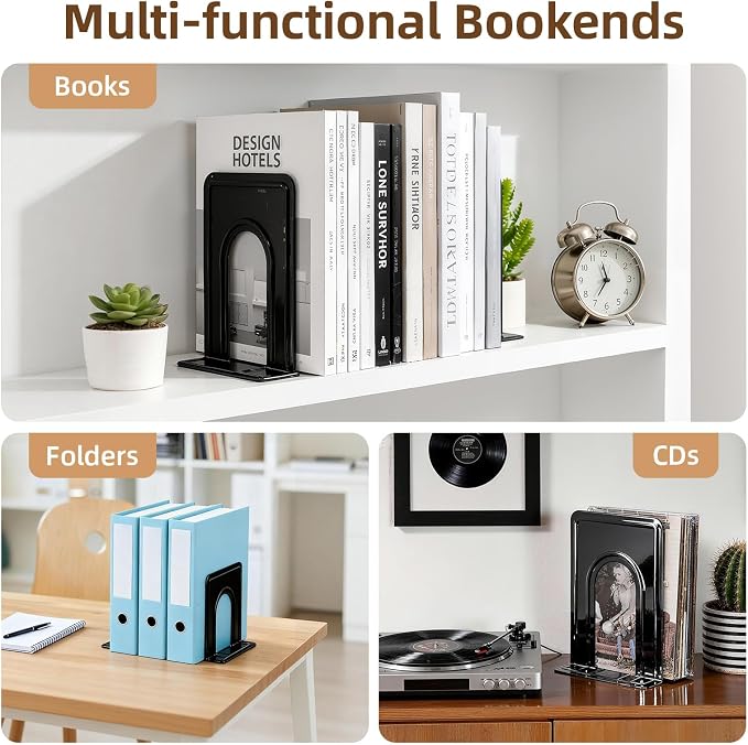 HappyHapi Book Ends, Bookends for Shelves, Book Ends for Heavy Books Holders - Image 7