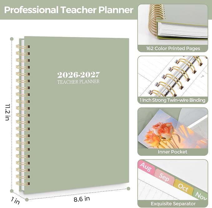 SKYDUE Teacher Planner 2026-2027 Academic Year, 8.5" x 11" Teacher Lesson - Image 2