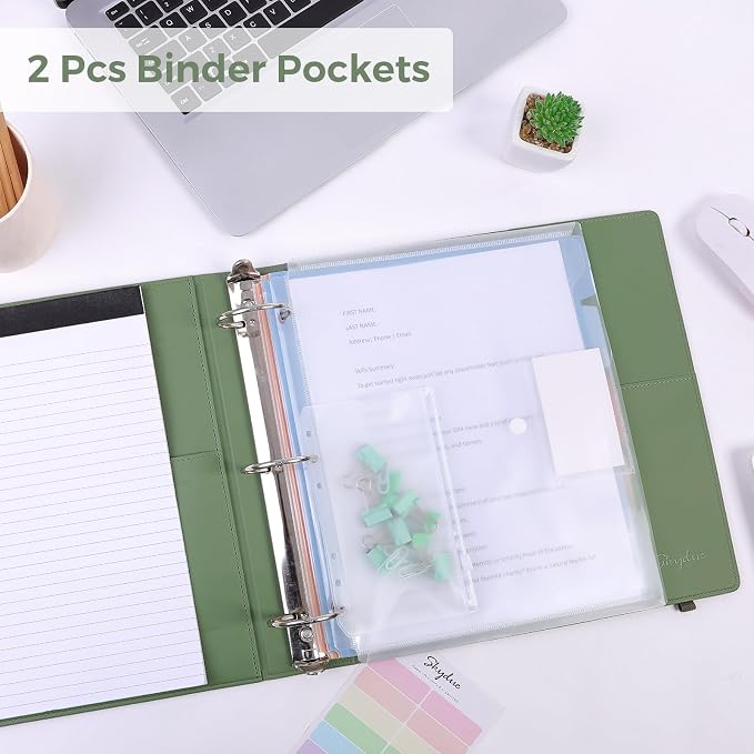 SKYDUE 3 Ring Binder with Clipboard, 2 Inch Binder, PU Clipboard Binder with - Image 2