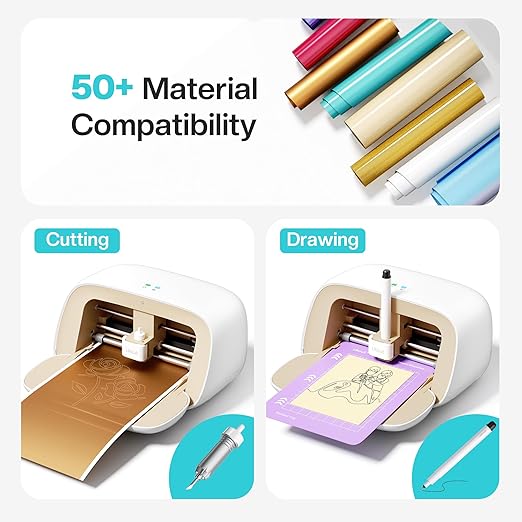 Vinyl Cutter Machine S501 - Smart Compact Sticker Maker for Vinyl & Paper Crafts, Portable Plotter DIY Cutting Machine for Sticker Joy Craft & Party Supplies, Wedding Decor, Beige-DeskLoop Office