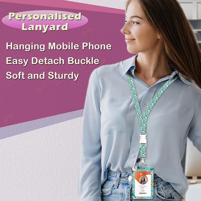ID Badge Holder with Lanyard, Retractable ID Badge Card Holders Detachable Neck - Image 4