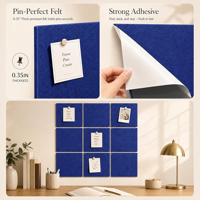 Felt Bulletin Board Tiles, Large Cork Board Alternative, 24 x 36 in | 0.35 in - Image 3