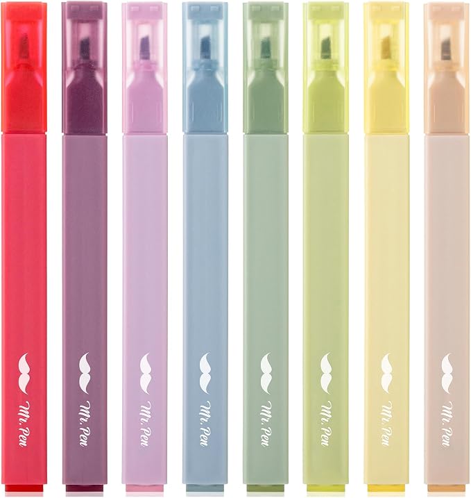 Mr. Pen- Aesthetic Highlighters, Chisel Tip, Muted Pastel Color, No Bleed Bible by MrPen