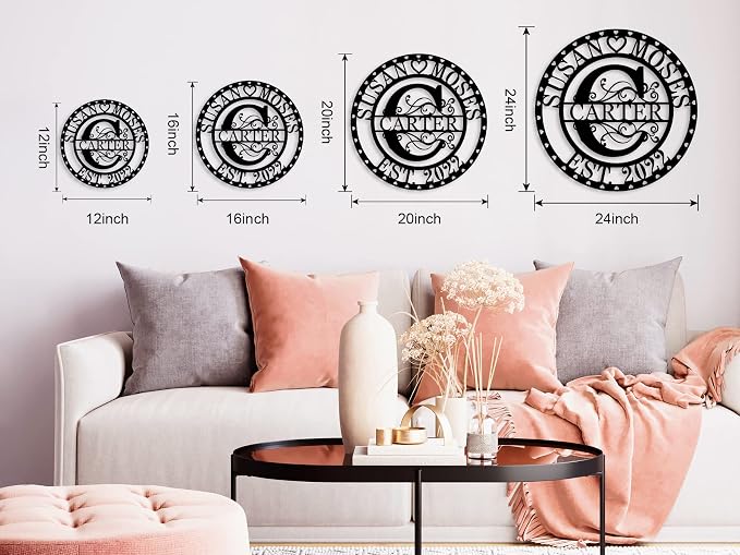 Monogram Wall Decor Personalized Metal Sign Last Name Sign Personalized Signs - Image 6