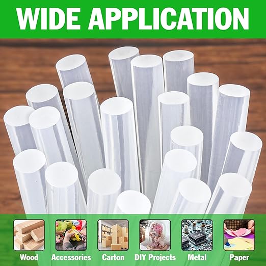 150 PCS Hot Glue Sticks, Full Size 8" Long x 0.43" Diameter Glue Sticks for Glue Gun, Widely Used in Wood, Metal, Glass, Plastic, Floral, Fabric, and More-DeskLoop Office