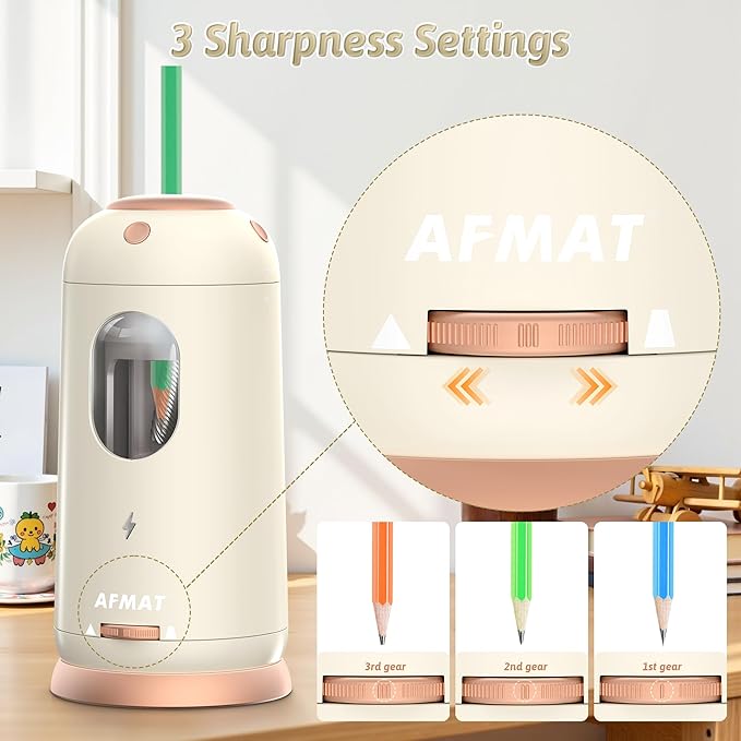 AFMAT Electric Pencil Sharpener, Auto in & Out, Fully Automatic Pencil Sharpener - Image 4