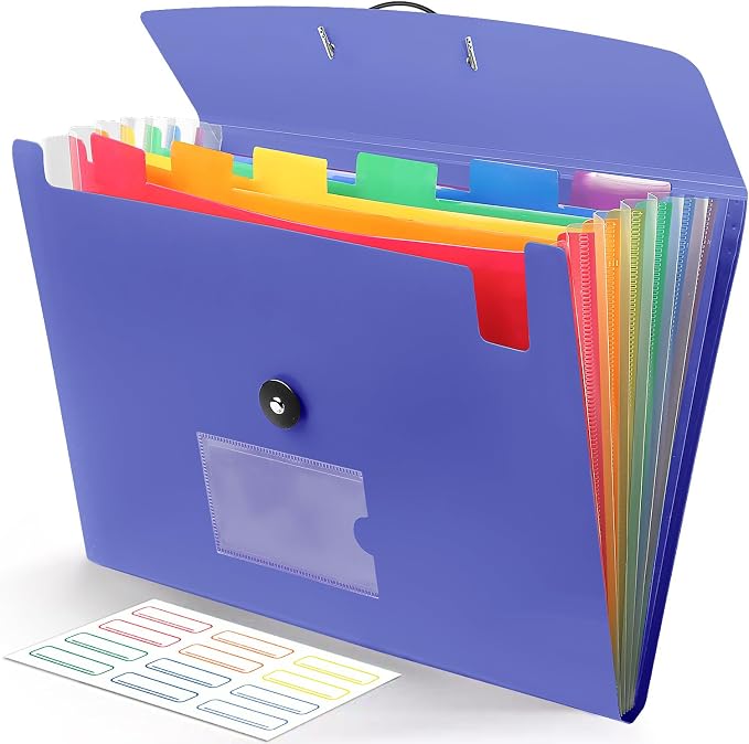 Accordian File Organizer 7 Pocket Expanding File Folder by RIEJIN