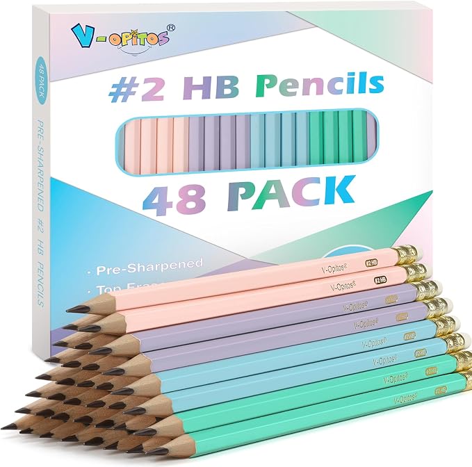 V-Opitos Wood-Cased #2 HB Pencils, 48 Pack Pre-Sharpened Pencils by Wearecommittedtotheresearchandproductionofhigh-qualitykidstoysschoolofficesuppliesandholidayproducts