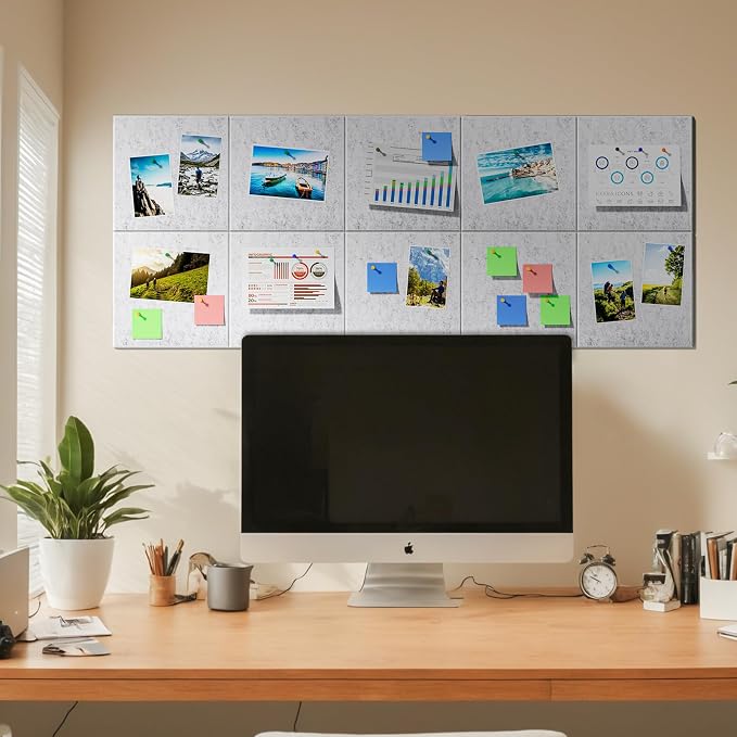 MaxGear Felt Bulletin Board 36" x 24", Light Gray Felt Wall Tiles Push Pins | - Image 7