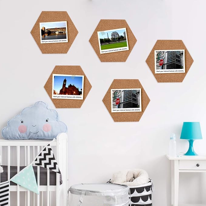 HBlife 10 Pack Self-Adhesive Cork Board Tiles Mini Wall Bulletin Board - Image 5