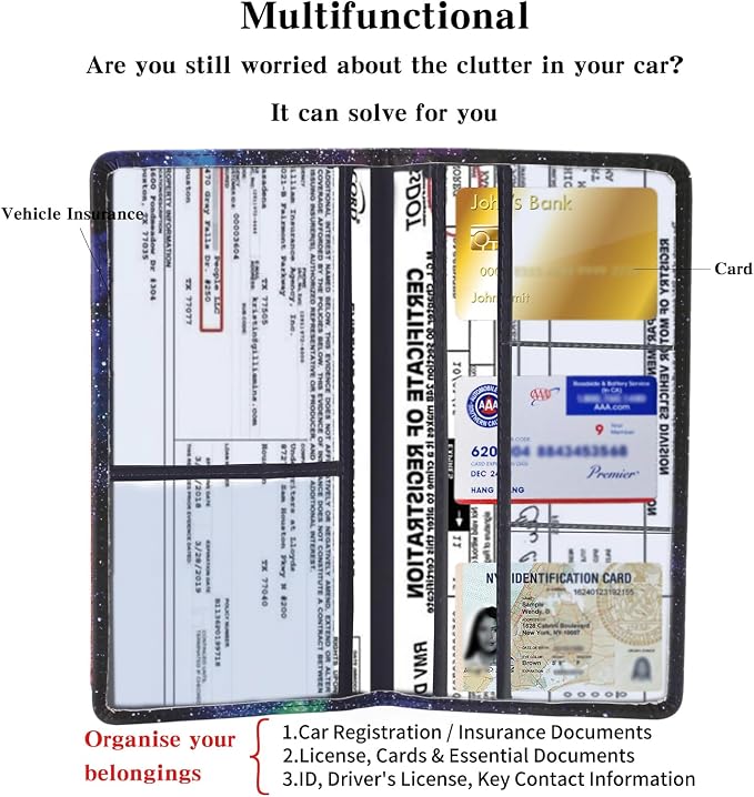 TILDOSAC Leather Car Registration and Insurance Card Holder, Car Document Holder - Image 2