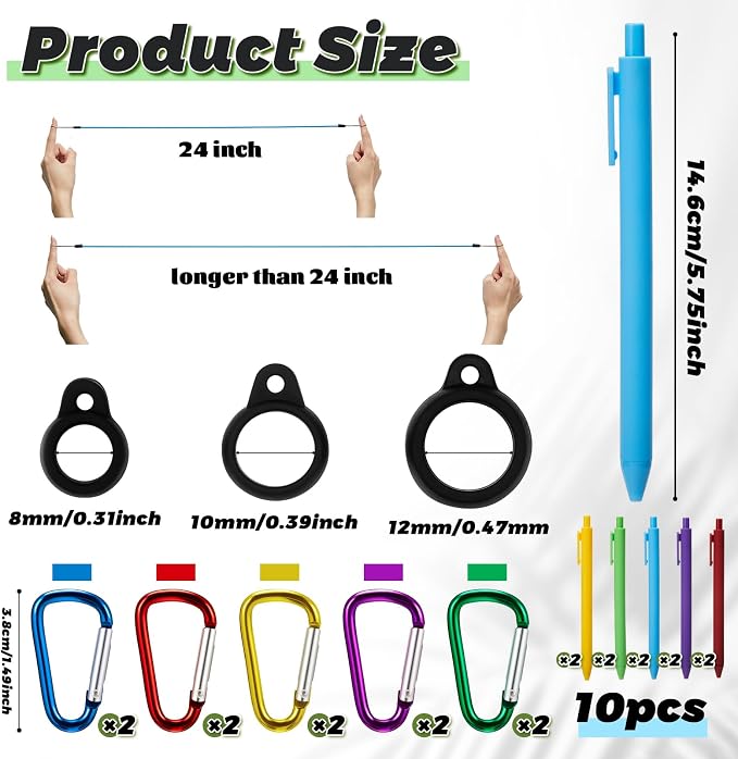Lewtemi 10 Sets 24 Inch Pen Leash Pen Silicone Lanyard Holder - Image 2