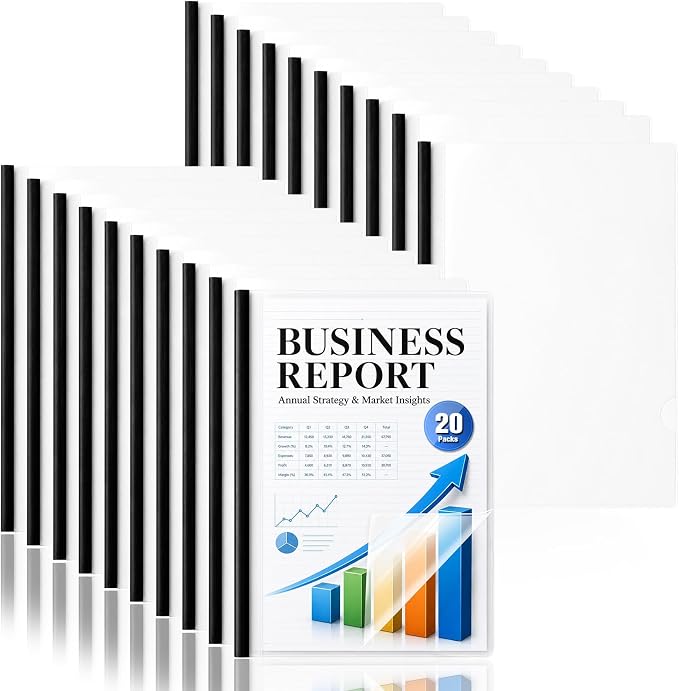 Report Covers with Sliding Bar 20 Packs Clear Report Covers Presentation Folders by ysuwekslu