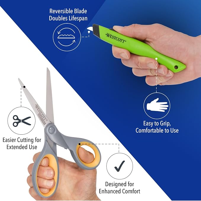 Westcott 2 Titanium Bonded Scissors and 2 Ceramic Utility Cutters - Image 3