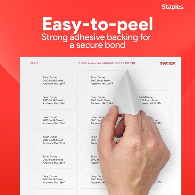 Staples 1" x 2-5/8" Address Labels, 500 Labels - Image 3
