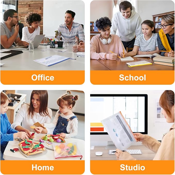 12pcs Mesh Zipper Pouch Bags, Waterproof A4 Letter Size Puzzle Bag for Organizing, Storage, Board Games and Office Supplies, 12 Colors-DeskLoop Office